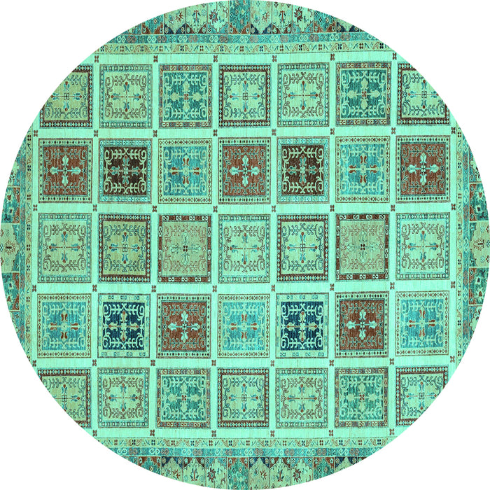 Round Oriental Turquoise Modern Rug, abs4047turq