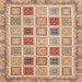 Square Machine Washable Abstract Rust Pink Rug, wshabs4047