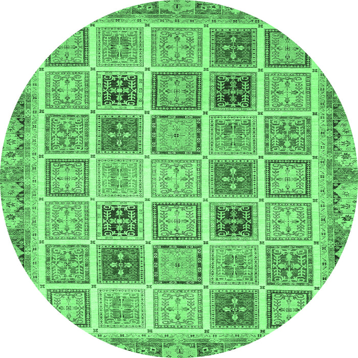 Round Oriental Emerald Green Modern Rug, abs4047emgrn