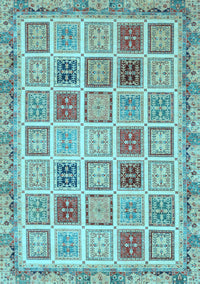 Oriental Light Blue Modern Rug, abs4047lblu