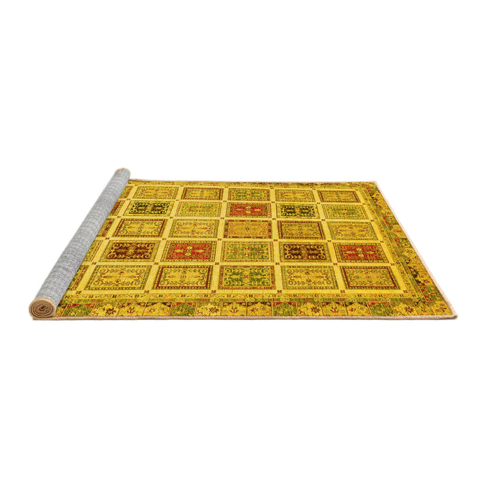 Sideview of Machine Washable Oriental Yellow Modern Rug, wshabs4047yw