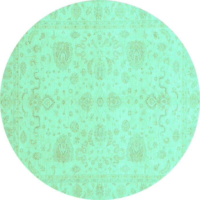 Round Oriental Turquoise Modern Rug, abs4048turq