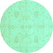 Round Oriental Turquoise Modern Rug, abs4048turq