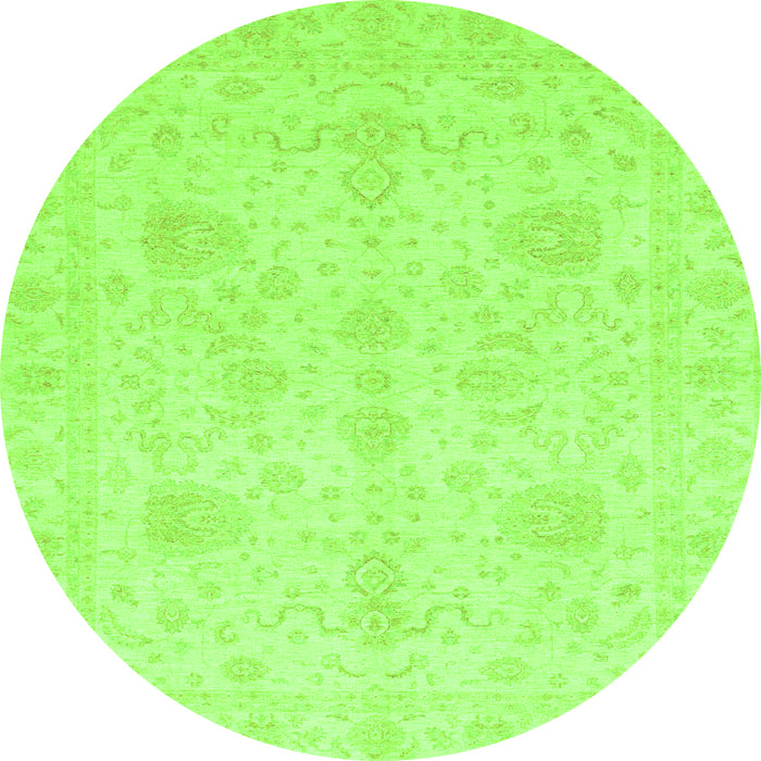 Round Machine Washable Oriental Green Modern Area Rugs, wshabs4048grn