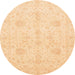 Round Machine Washable Abstract Brown Gold Rug, wshabs4048