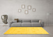 Machine Washable Oriental Yellow Modern Rug in a Living Room, wshabs4048yw