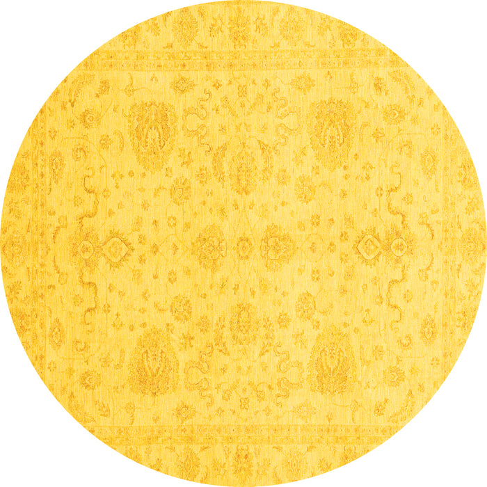 Round Machine Washable Oriental Yellow Modern Rug, wshabs4048yw