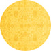 Round Machine Washable Oriental Yellow Modern Rug, wshabs4048yw