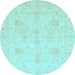 Round Oriental Light Blue Modern Rug, abs4048lblu