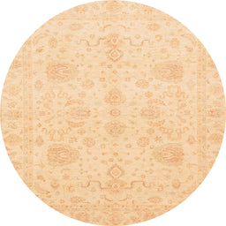 Round Abstract Brown Gold Oriental Rug, abs4048