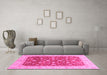 Machine Washable Oriental Pink Modern Rug in a Living Room, wshabs4049pnk