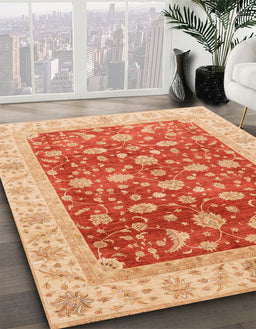 Machine Washable Abstract Yellow Rug in a Family Room, wshabs4049