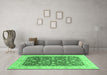 Machine Washable Oriental Emerald Green Modern Area Rugs in a Living Room,, wshabs4049emgrn