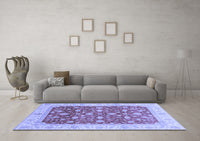 Machine Washable Oriental Blue Modern Rug, wshabs4049blu