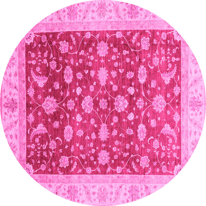 Round Machine Washable Oriental Pink Modern Rug, wshabs4049pnk