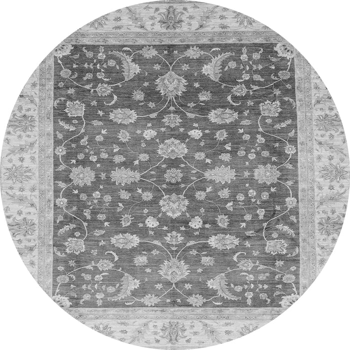 Round Machine Washable Oriental Gray Modern Rug, wshabs4049gry