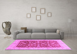 Machine Washable Oriental Purple Modern Area Rugs in a Living Room, wshabs4049pur