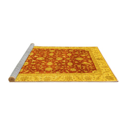 Sideview of Machine Washable Oriental Yellow Modern Rug, wshabs4049yw