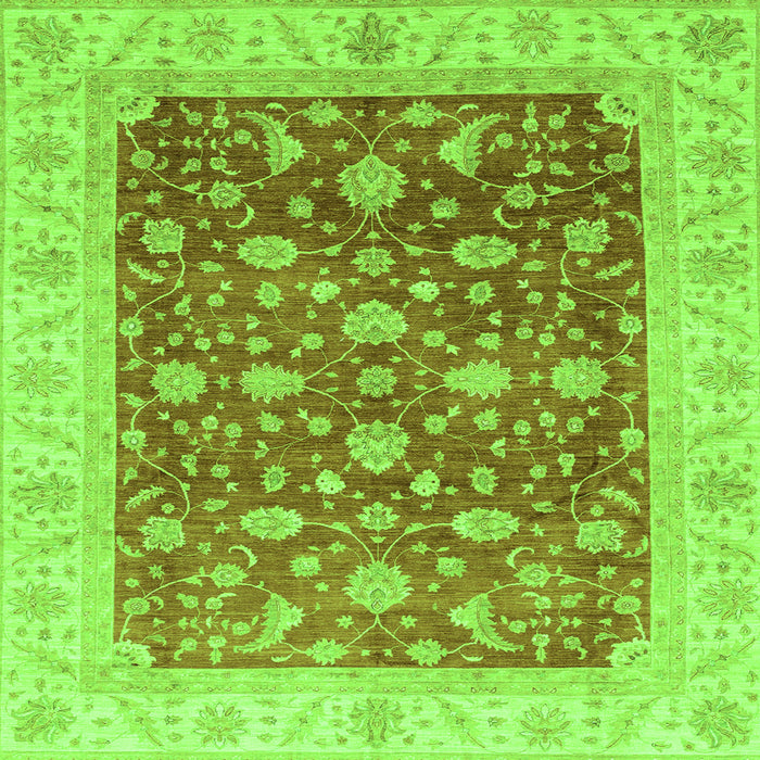 Square Machine Washable Oriental Green Modern Area Rugs, wshabs4049grn
