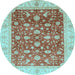 Round Oriental Light Blue Modern Rug, abs4049lblu