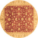 Round Machine Washable Oriental Brown Modern Rug, wshabs4049brn