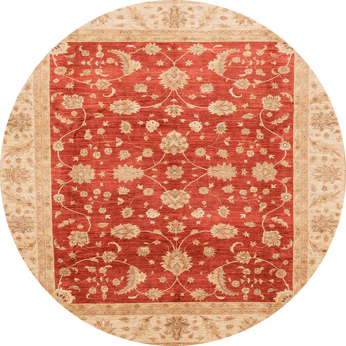 Round Abstract Yellow Oriental Rug, abs4049