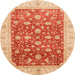 Round Abstract Yellow Oriental Rug, abs4049