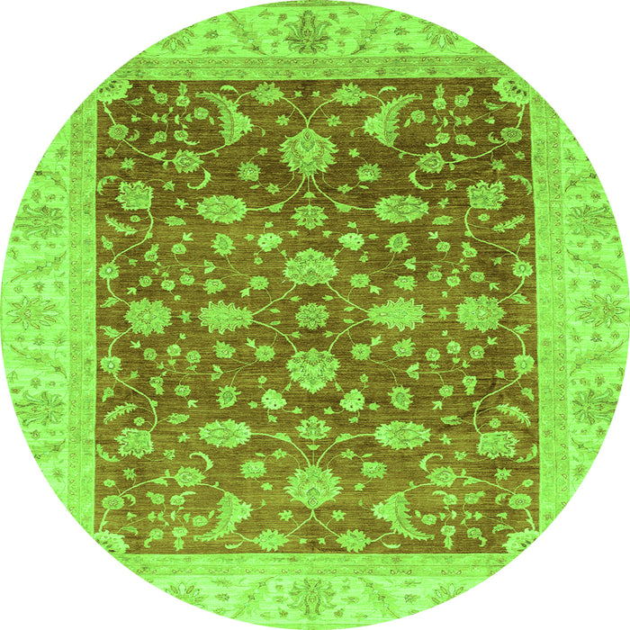 Round Oriental Green Modern Rug, abs4049grn