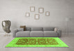 Machine Washable Oriental Green Modern Area Rugs in a Living Room,, wshabs4049grn