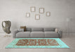 Machine Washable Oriental Light Blue Modern Rug in a Living Room, wshabs4049lblu