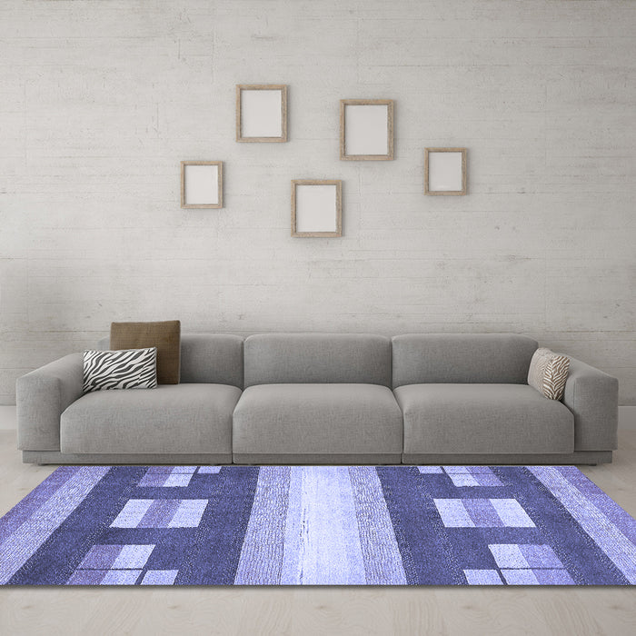 Machine Washable Abstract Blue Modern Rug in a Living Room, wshabs404blu