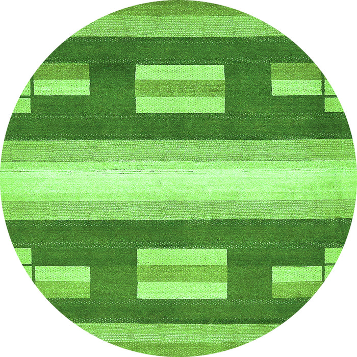 Round Machine Washable Abstract Green Modern Area Rugs, wshabs404grn