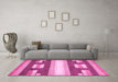 Machine Washable Abstract Pink Modern Rug in a Living Room, wshabs404pnk