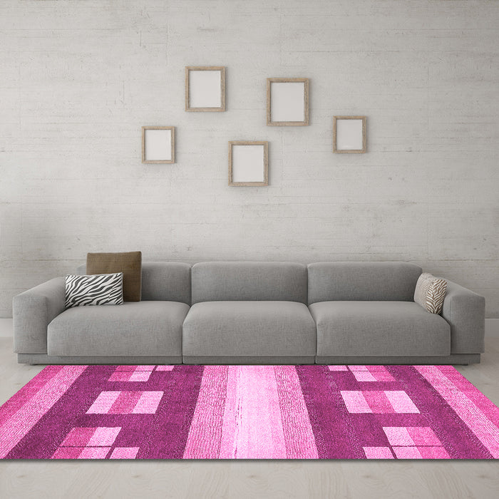 Machine Washable Abstract Pink Modern Rug in a Living Room, wshabs404pnk
