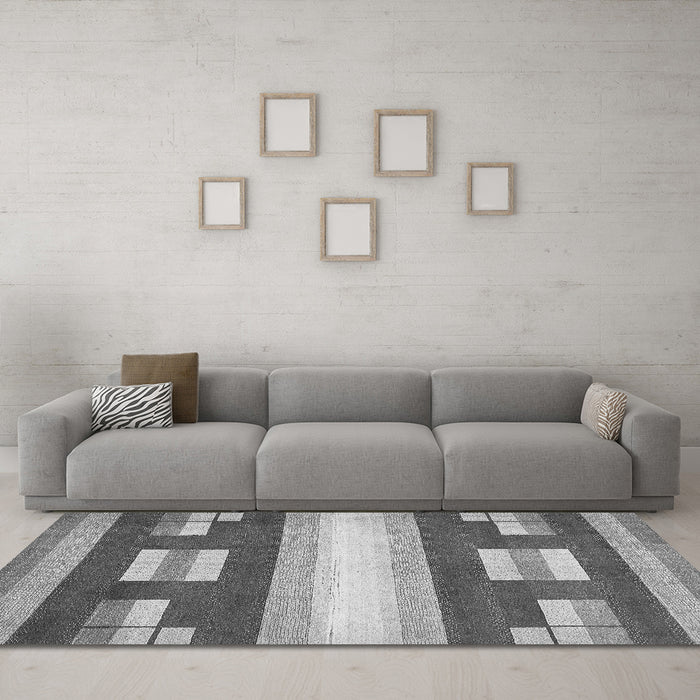 Machine Washable Abstract Gray Modern Rug in a Living Room,, wshabs404gry