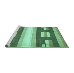 Sideview of Machine Washable Abstract Turquoise Modern Area Rugs, wshabs404turq