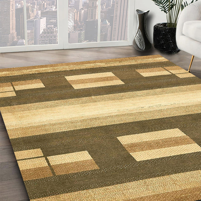 Abstract Saddle Brown Modern Rug in Family Room, abs404