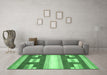 Machine Washable Abstract Emerald Green Modern Area Rugs in a Living Room,, wshabs404emgrn