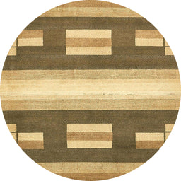 Round Machine Washable Abstract Saddle Brown Rug, wshabs404