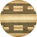 Round Machine Washable Abstract Saddle Brown Rug, wshabs404