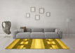 Machine Washable Abstract Yellow Modern Rug in a Living Room, wshabs404yw