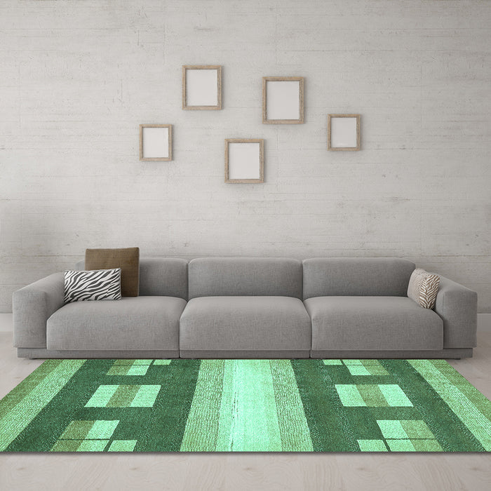 Machine Washable Abstract Turquoise Modern Area Rugs in a Living Room,, wshabs404turq