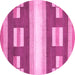 Round Machine Washable Abstract Pink Modern Rug, wshabs404pnk