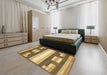 Abstract Saddle Brown Modern Rug in a Bedroom, abs404