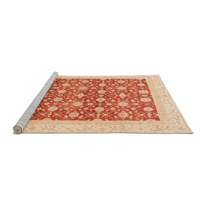 Sideview of Machine Washable Abstract Orange Red Rug, wshabs4050