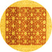 Round Machine Washable Oriental Yellow Modern Rug, wshabs4050yw