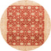 Round Machine Washable Abstract Orange Red Rug, wshabs4050