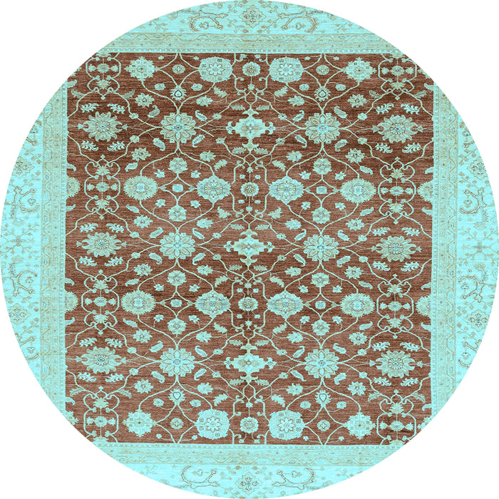 Round Oriental Light Blue Modern Rug, abs4050lblu