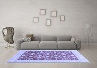 Machine Washable Oriental Blue Modern Rug, wshabs4050blu