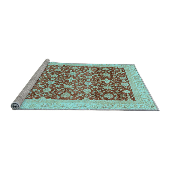Sideview of Machine Washable Oriental Light Blue Modern Rug, wshabs4050lblu
